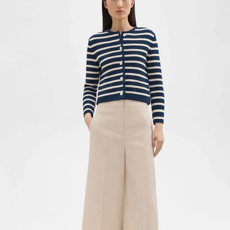 THEORY Stripe Button Up Cardigan-1