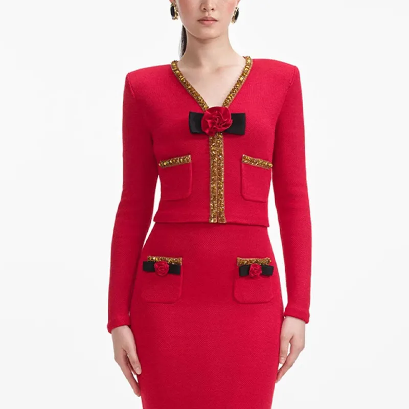 Self portrait Knitted Corsage Jacket-1