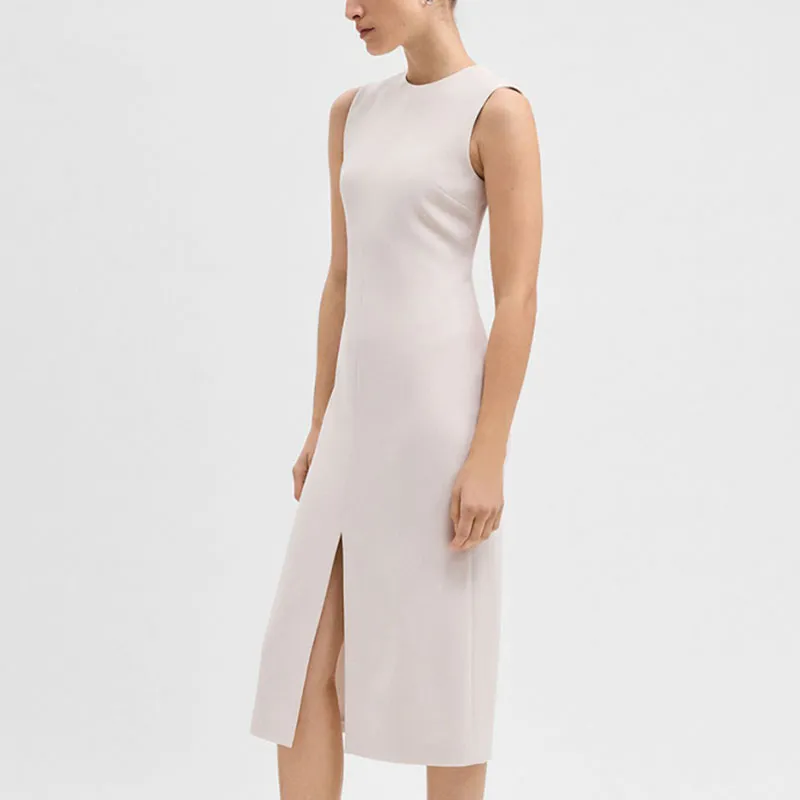 THEORY Sleeveless Dress Women's Rock White-1