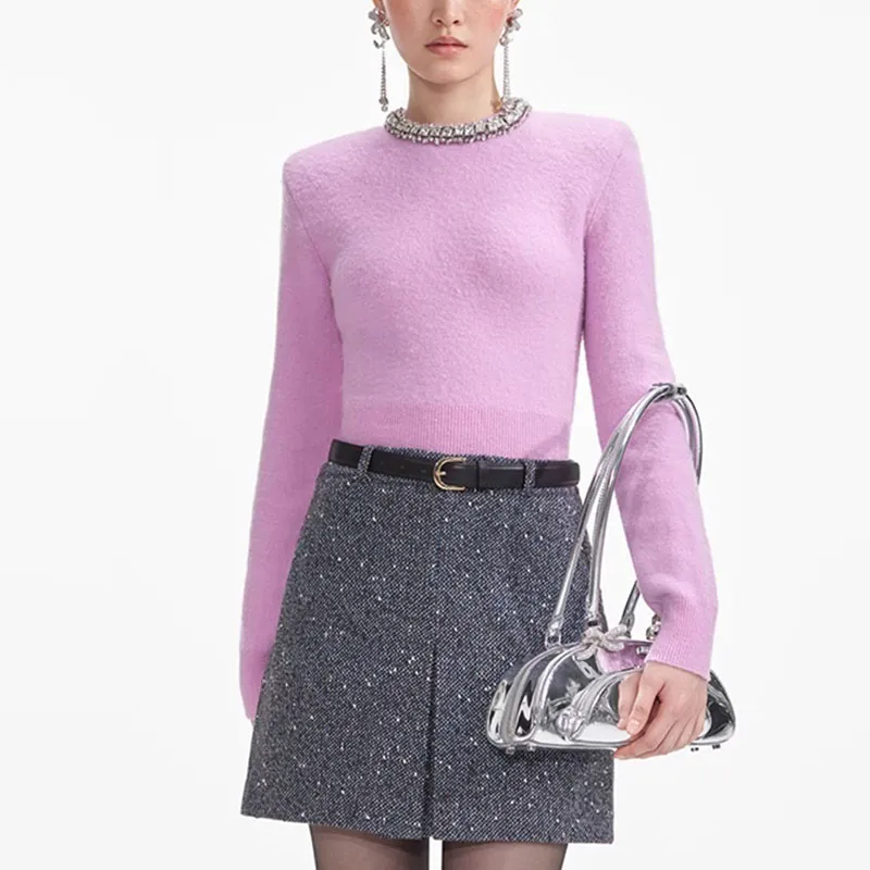 Self-portrait Embellished Knitted Top-1
