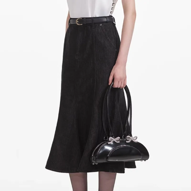 Self portrait Casual Long Skirts Women's Classic Black-1