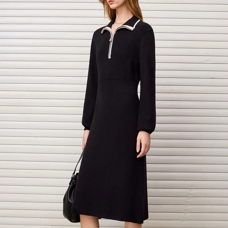 DKNY FW24 Long Sleeved Dress Women's Black-2