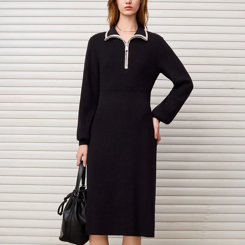 DKNY FW24 Long Sleeved Dress Women's Black-1