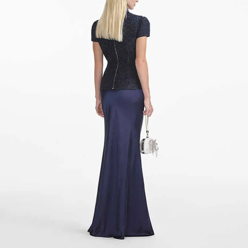 Self portrait Metallic Bouclé Maxi Dress-2