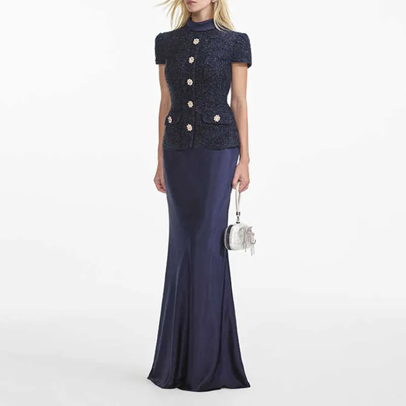 Self portrait Metallic Bouclé Maxi Dress-3