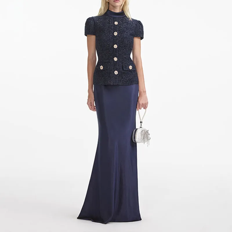 Self portrait Metallic Bouclé Maxi Dress-1