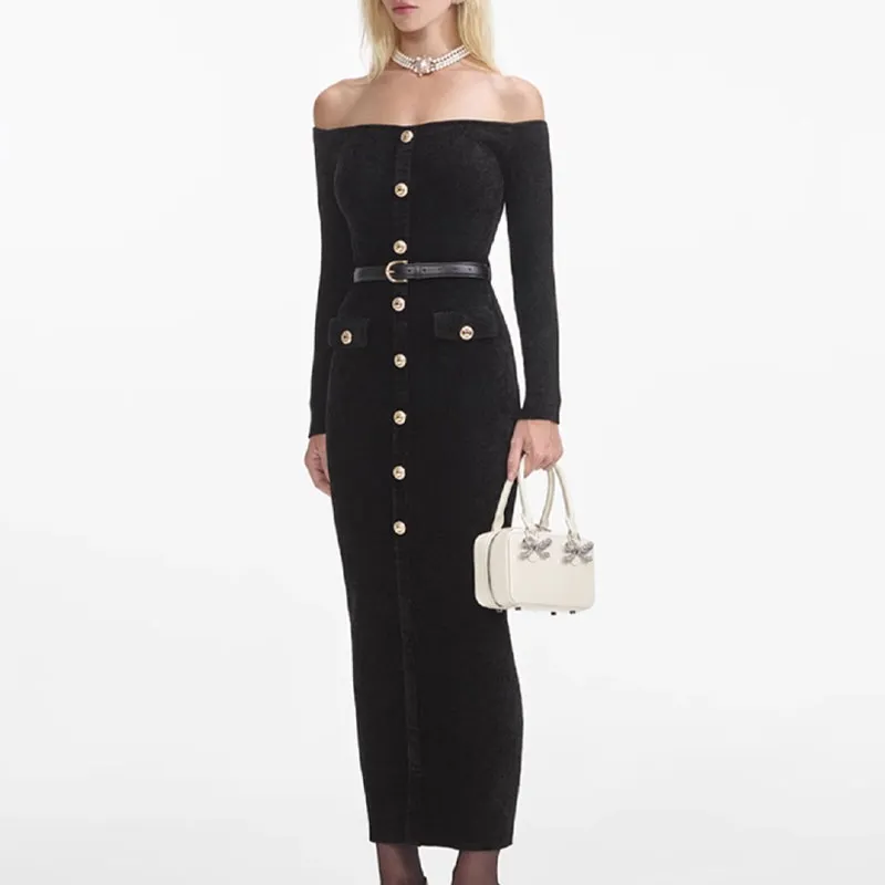 Self portrait Chenille Knit Midi Dress-0