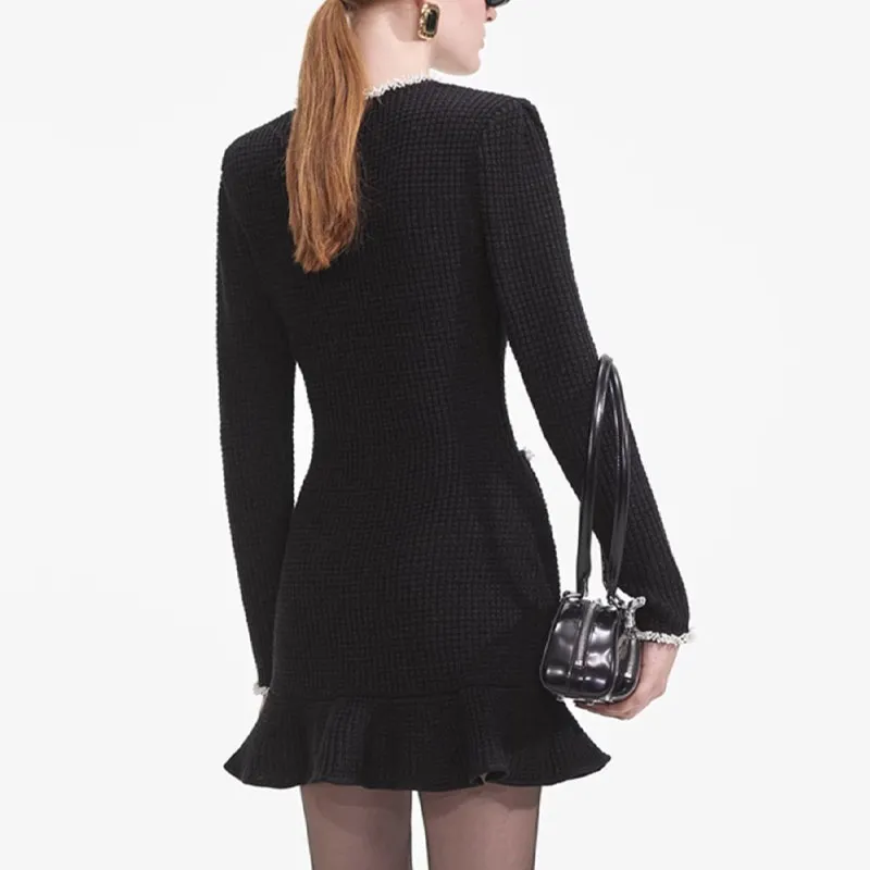 Self portrait Long Sleeved Dresses Women's Black & White-2