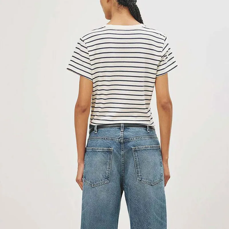 NILI LOTAN T Shirt Women's Black/White Stripes-2