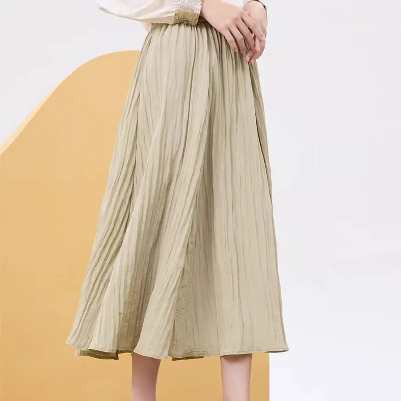 EICHITOO Casual Long Skirts Women's Beige Gold-3