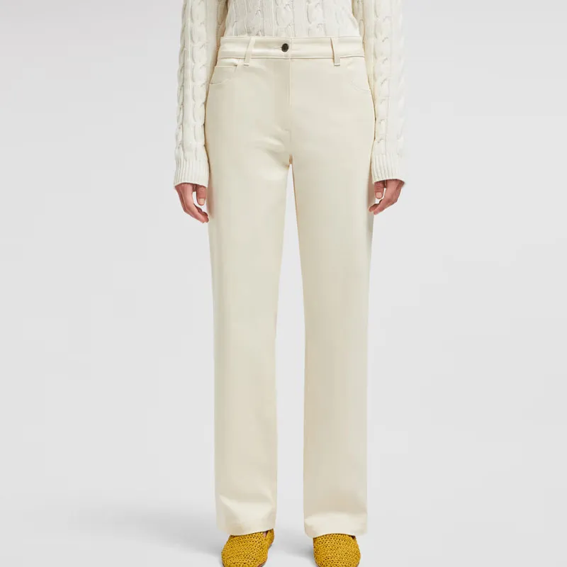Moncler FW24 Casual Pants Women's Ivory White-1