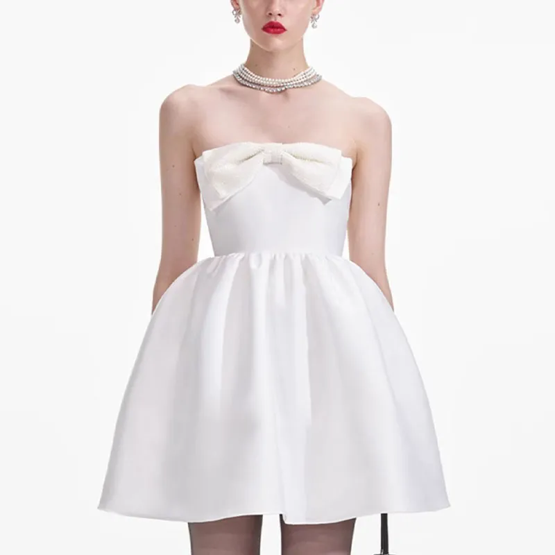 Self-portrait Taffeta Bandeau Mini Dress-1