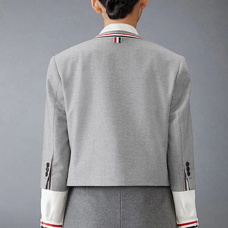 THOM BROWNE Flannel Cropped Jacket-2