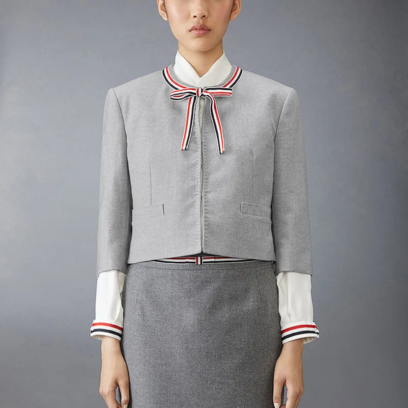 THOM BROWNE Flannel Cropped Jacket-1