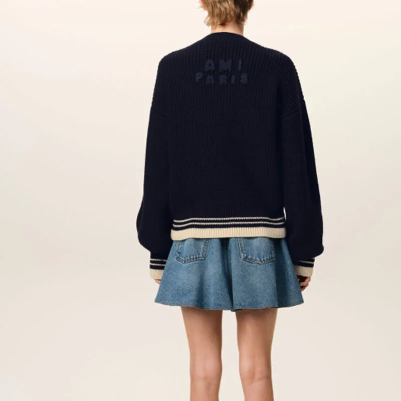 AMIPARIS Paris Ami De Coeur V Neck Knitted Jumper-4