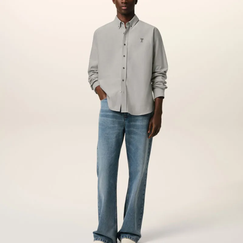 Ami Paris Ami De Coeur embroidered Button down Shirt-4