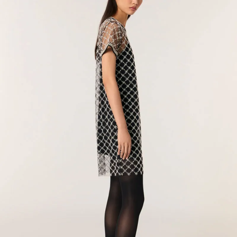 Maje Embroidered Tulle Mini Dress-3