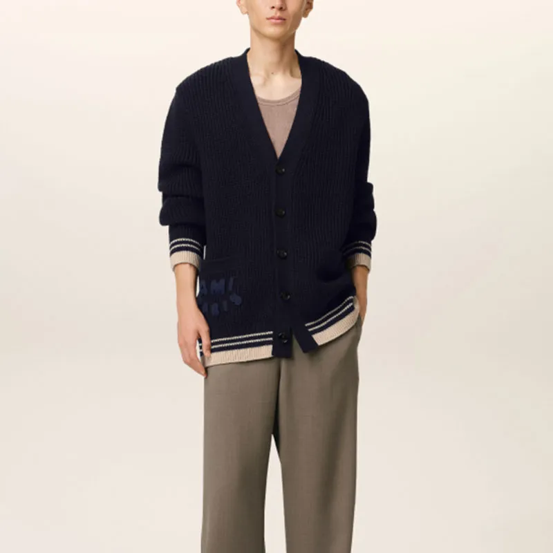AMIPARIS Paris V Neck Ribbed Cardigan-3