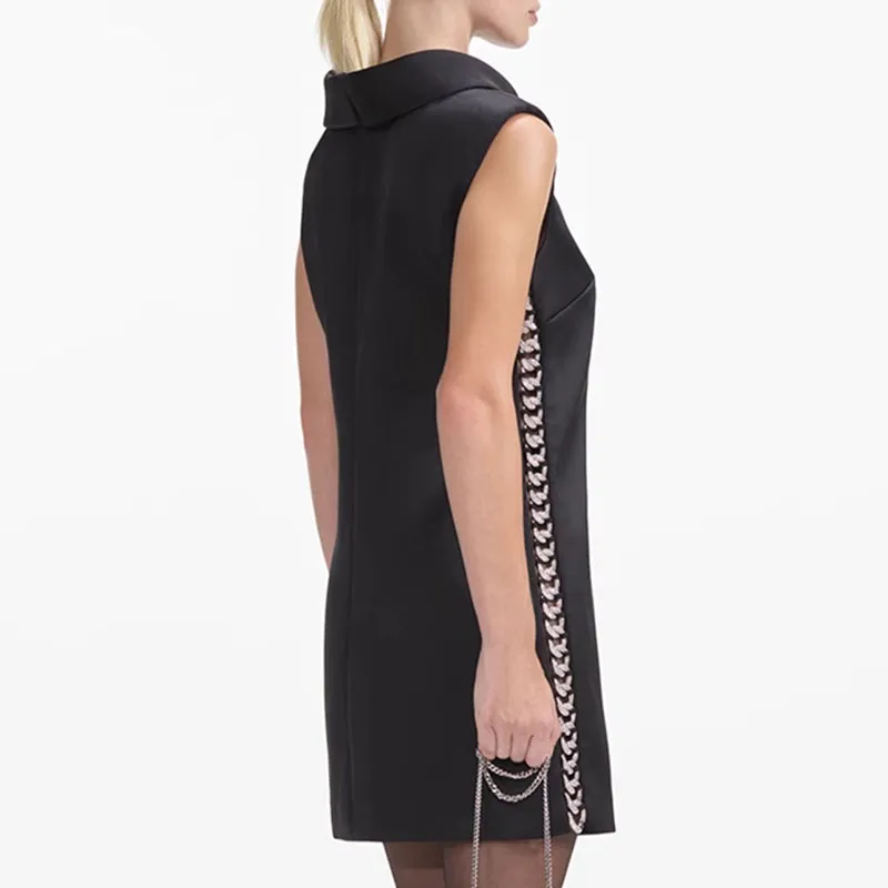 Self portrait Satin Chain Detail Mini Dress-2