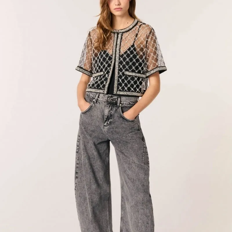 Maje Embroidered Tulle Top-1