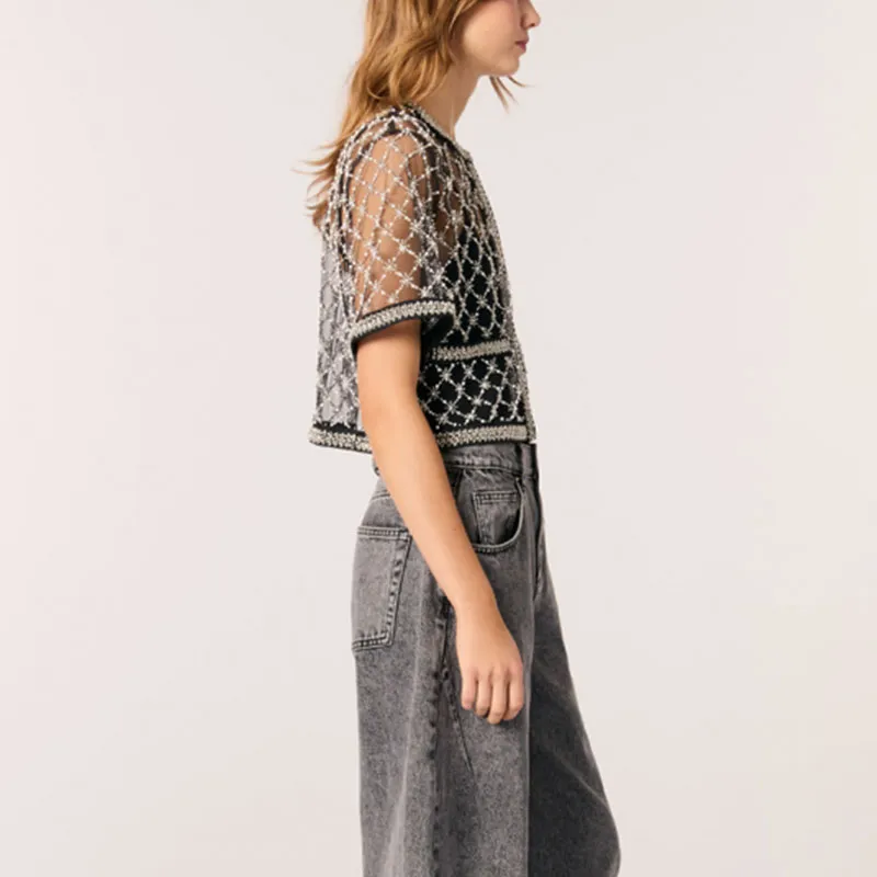 Maje Embroidered Tulle Top-3