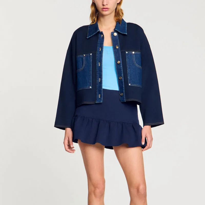 Sandro Layered Denim Cardigan-3