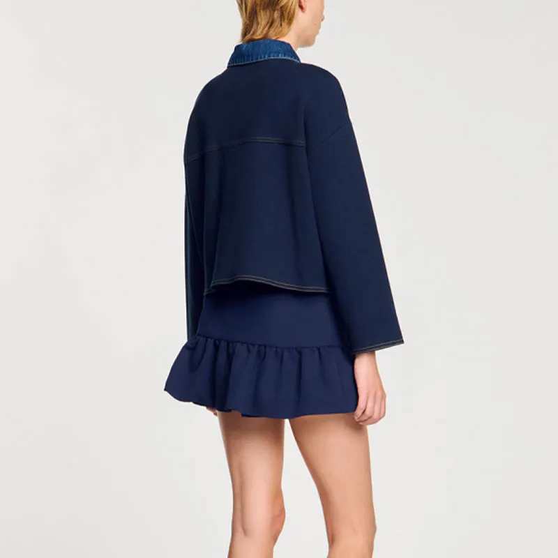 Sandro Layered Denim Cardigan-2