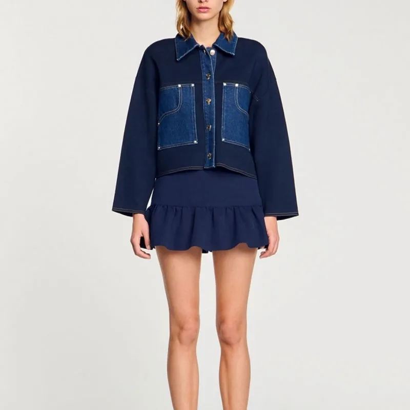 Sandro Layered Denim Cardigan-1