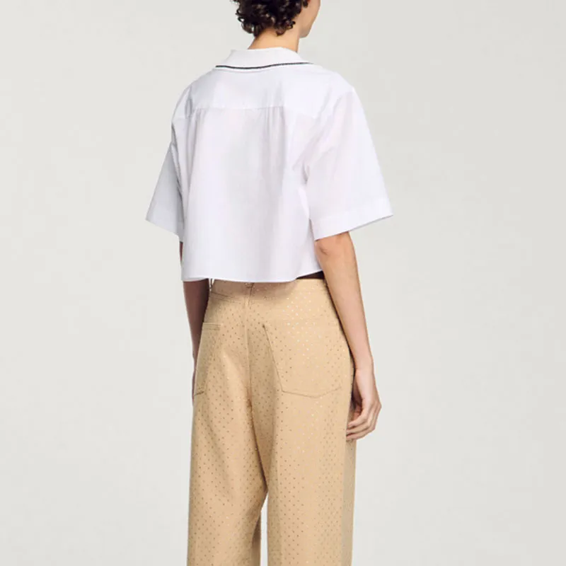 Sandro Knitted collar Shirt-2