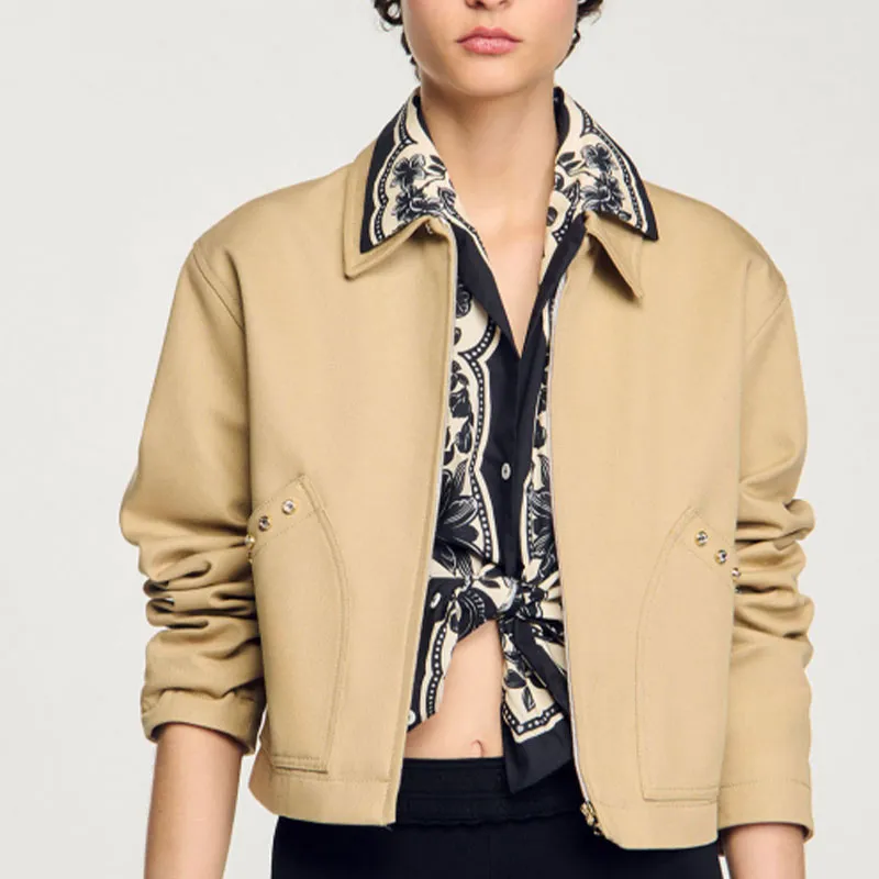 Sandro Cropped Shirt Jacket-3