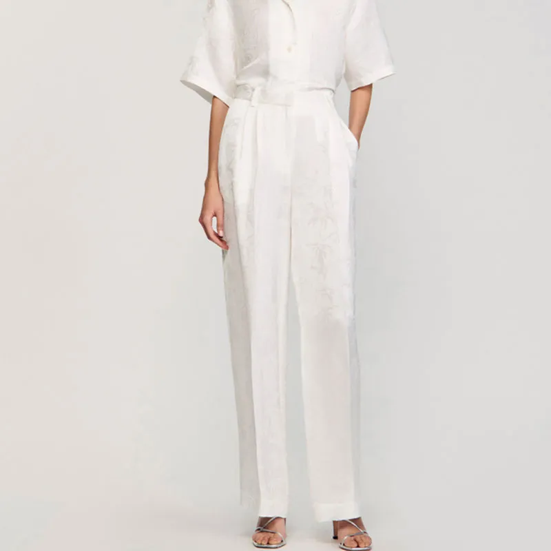 Sandro Floral Jacquard Trousers-1