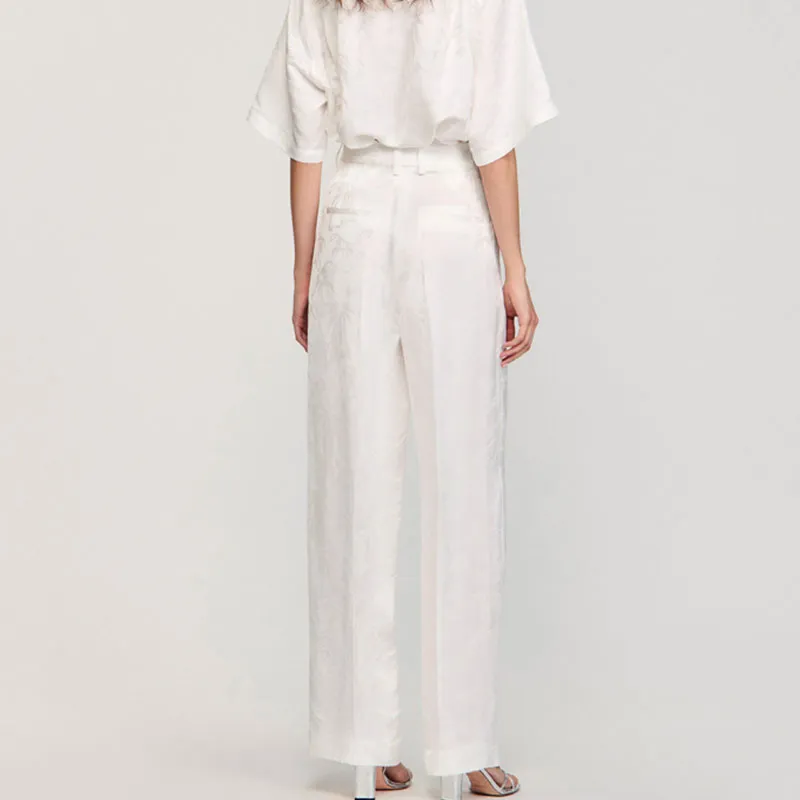 Sandro Floral Jacquard Trousers-2