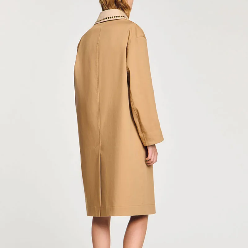 Sandro Rhinestone collar Trench Coat-2
