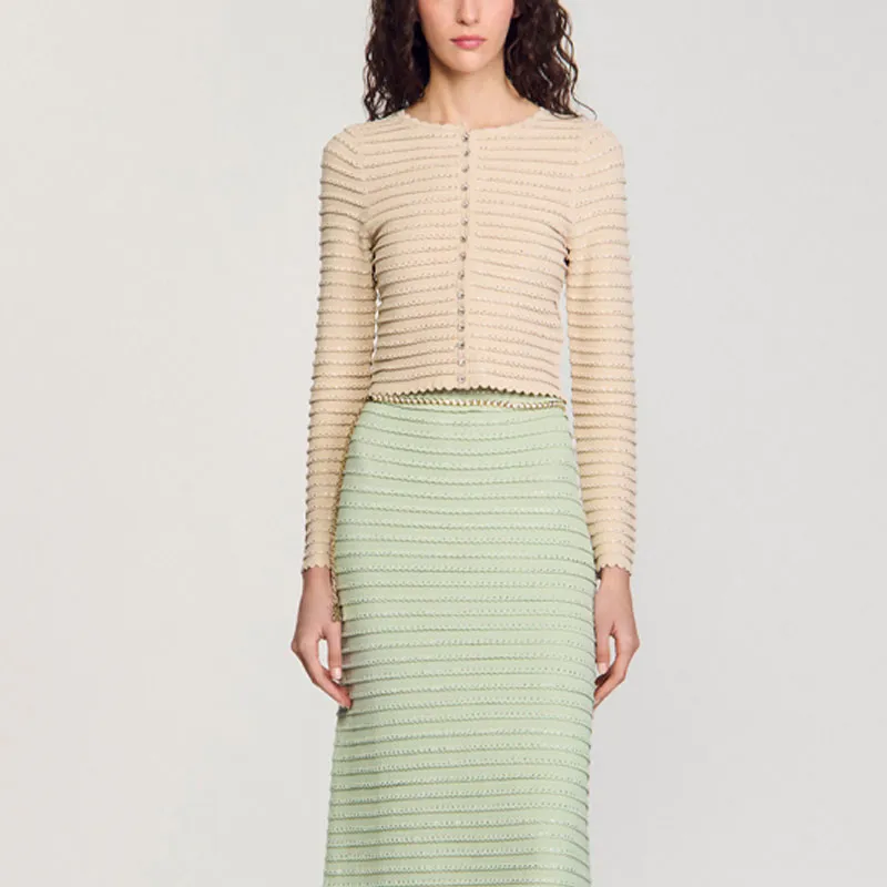 Sandro Scalloped edge Button up Cardigan-1