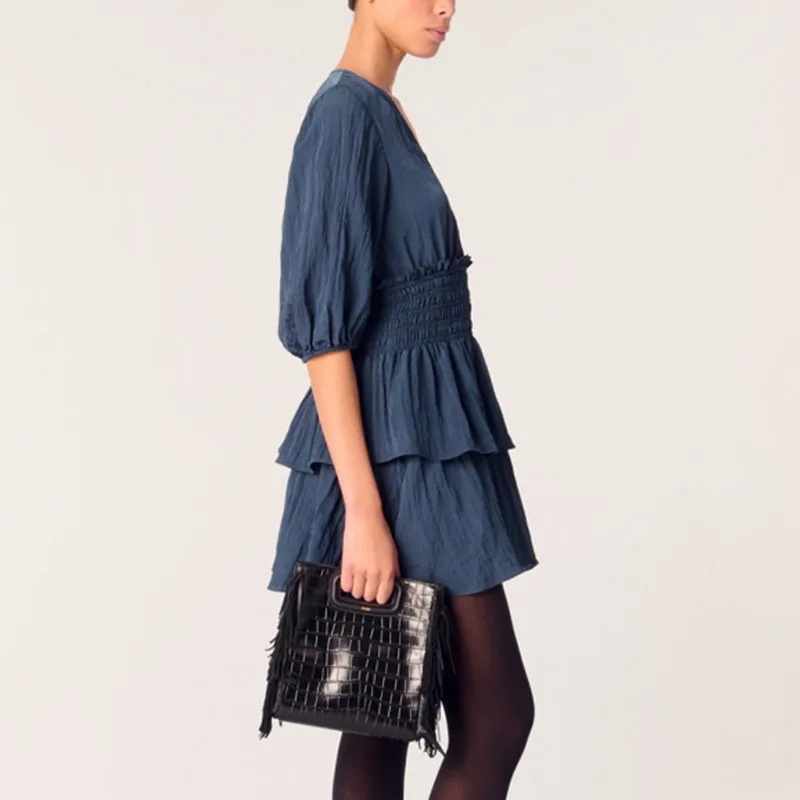 Maje Short-Sleeved Dresses Women's Dark Blue-3