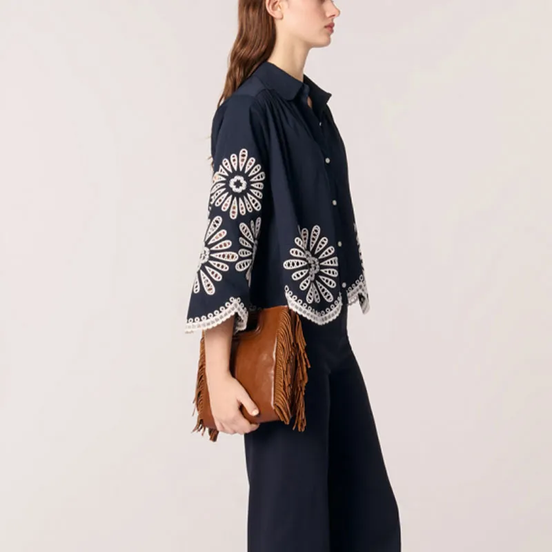 Maje Broderie Anglaise detail Shirt-3