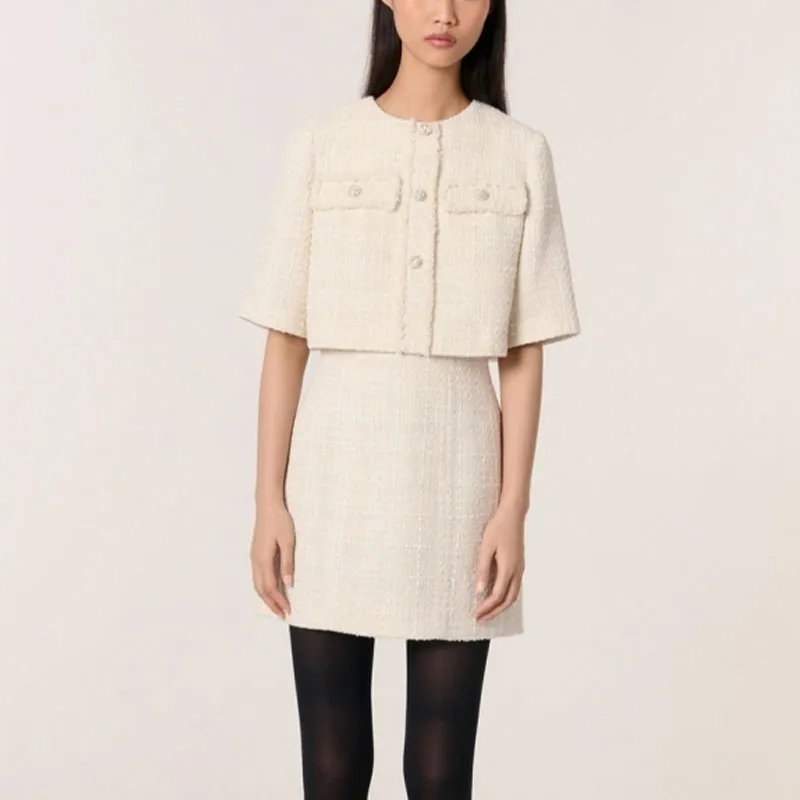 Maje Short-Sleeved Dresses Women's White-1