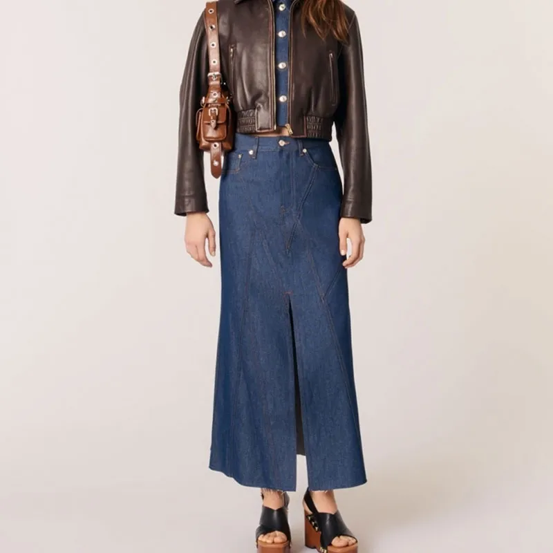 Maje Denim Midi Skirt-1