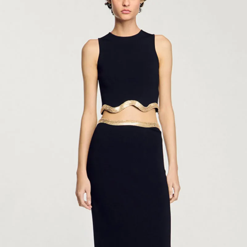 Sandro Sequin embellished Cropped Top-1