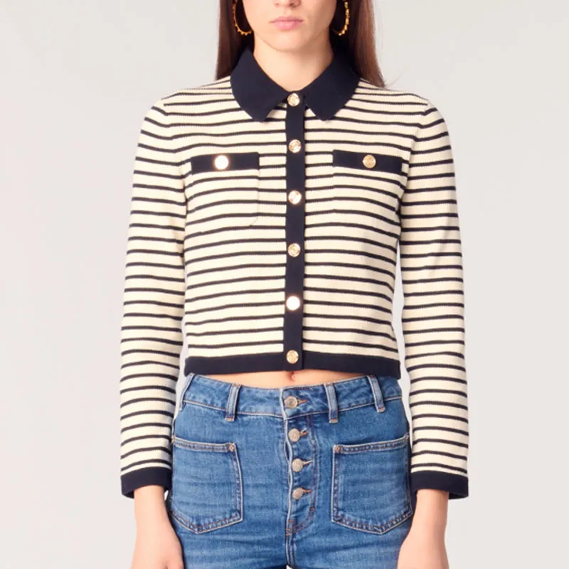 Maje Striped Cardigan-1