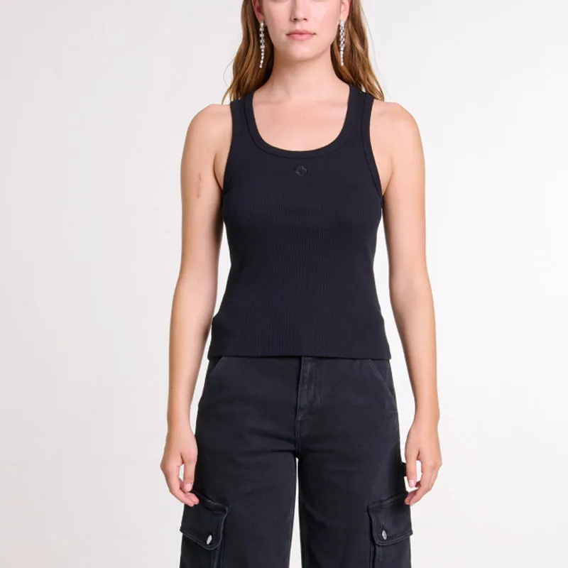 Maje Embroidered logo Ribbed Tank Top-1