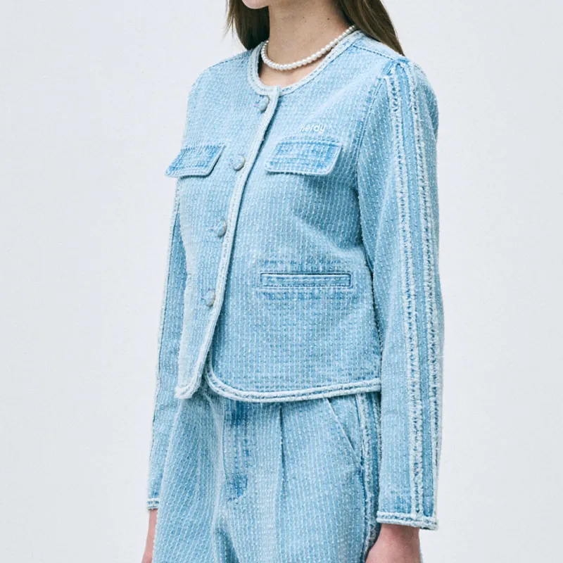 NERDY SS25 Jacket Korean Style Women's Light Blue-3