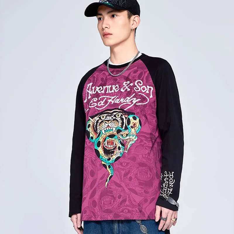 Ed Hardy x DADAOZHIZI,LIANMINGKUAN T Shirt Men's Berry Purple-4