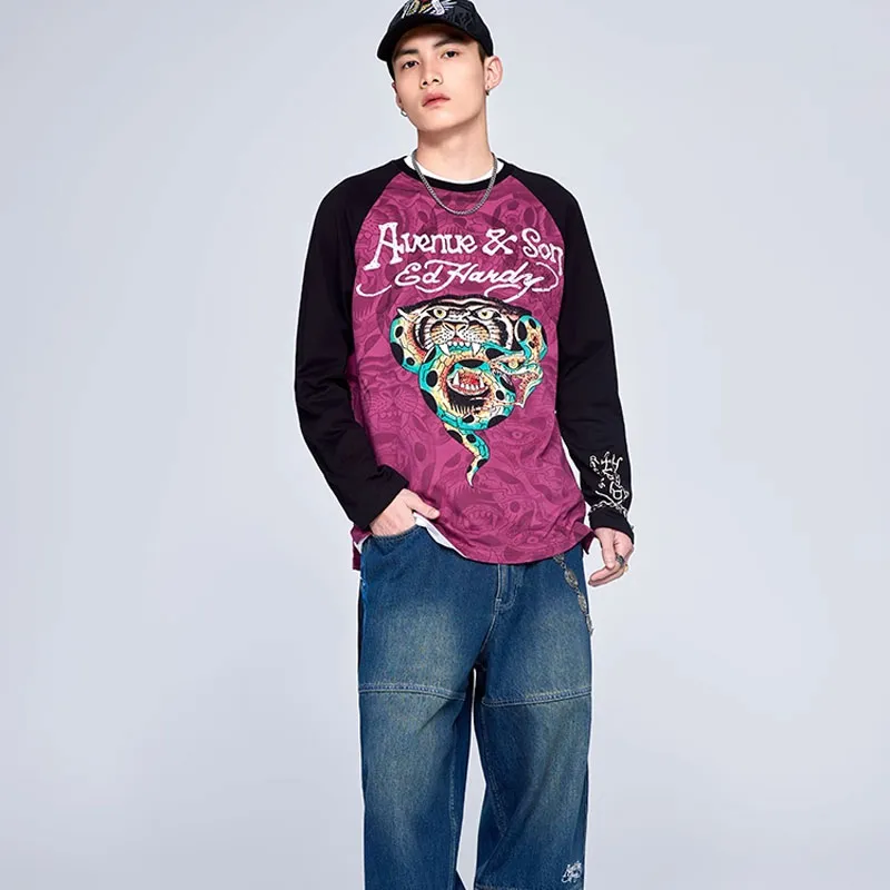 Ed Hardy x DADAOZHIZI,LIANMINGKUAN T Shirt Men's Berry Purple-2