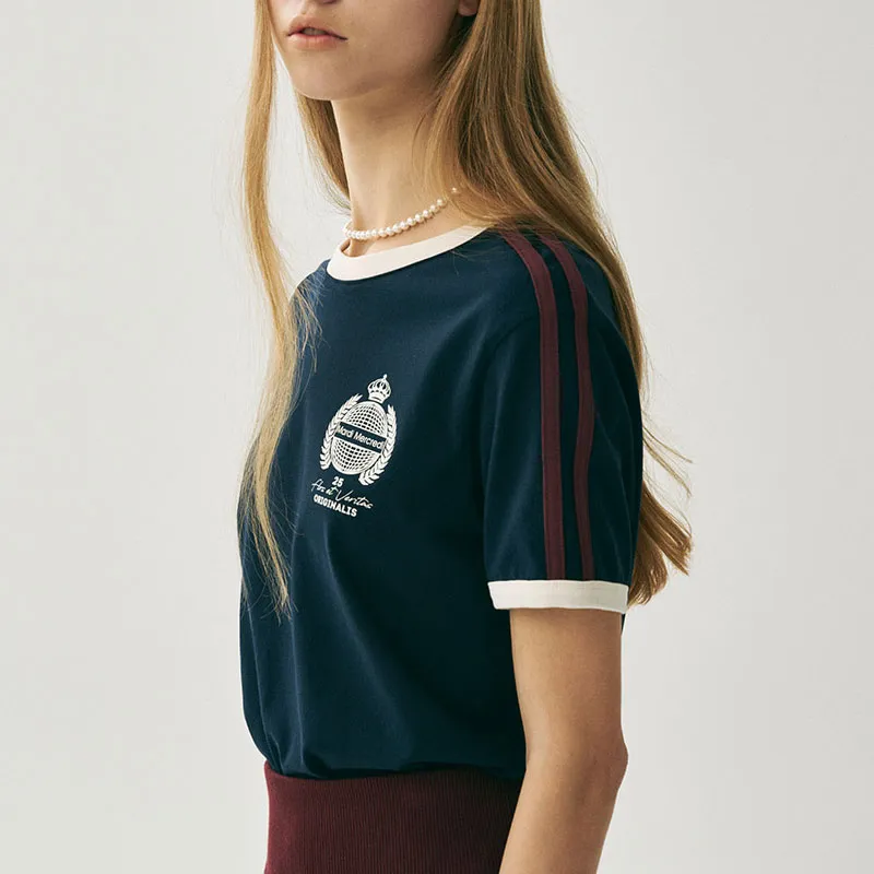 MARDI MERCREDI T Shirt Women's Marine Blue Ivory White Korean Style-4