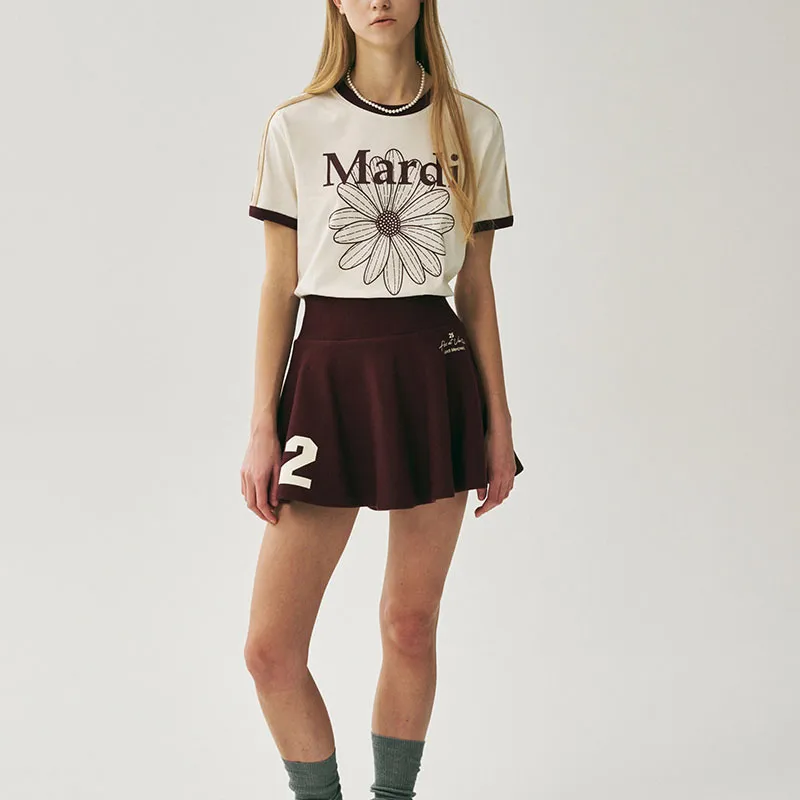 MARDI MERCREDI SS25 FLARE MINI SKIRT ORIGINALIS 25_BURGUNDY Casual Short Skirts Korean Style Women's Burgundy-3