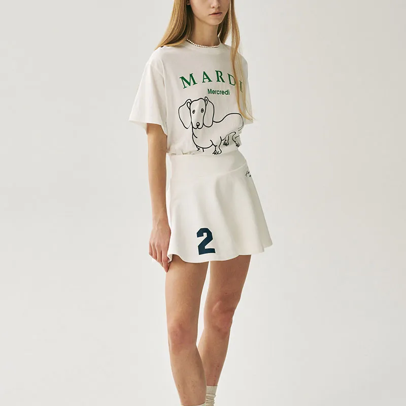 MARDI MERCREDI SS25 FLARE MINI SKIRT ORIGINALIS 25_WHITE Casual Short Skirts Korean Style Women's White-4