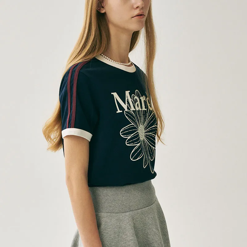 MARDI MERCREDI SS25 T Shirt Women's Marine Ivory White Korean Style-3