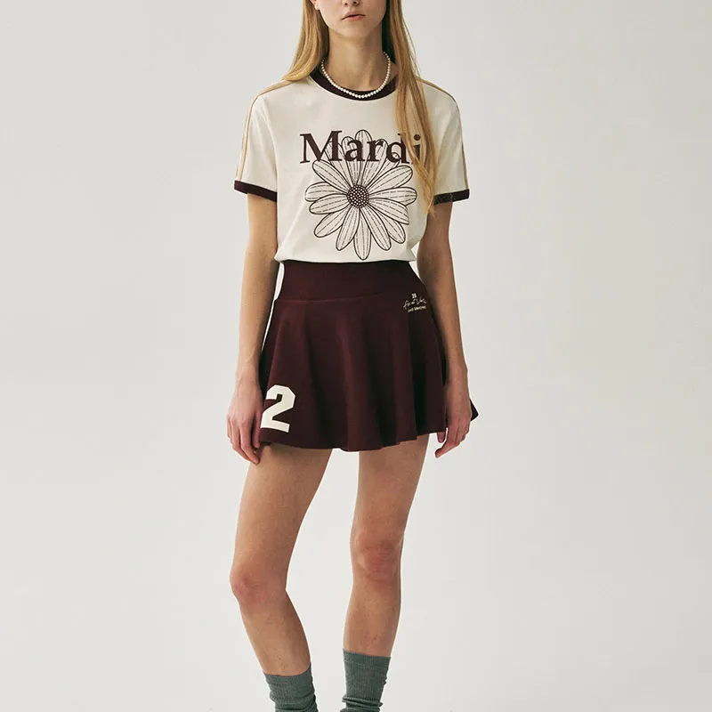 MARDI MERCREDI SS25 T Shirt Women's Burgundy Red Korean Style-2