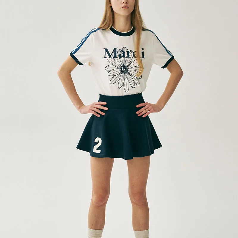 MARDI MERCREDI SS25 FLARE MINI SKIRT ORIGINALIS 25_NAVY Casual Short Skirts Korean Style Women's Marine Blue-1